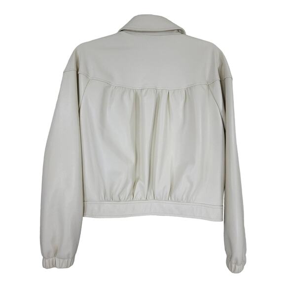 Bagatelle Collection Jacket Womens Medium Cream Feminine Faux Leather Bomber - Picture 2 of 13
